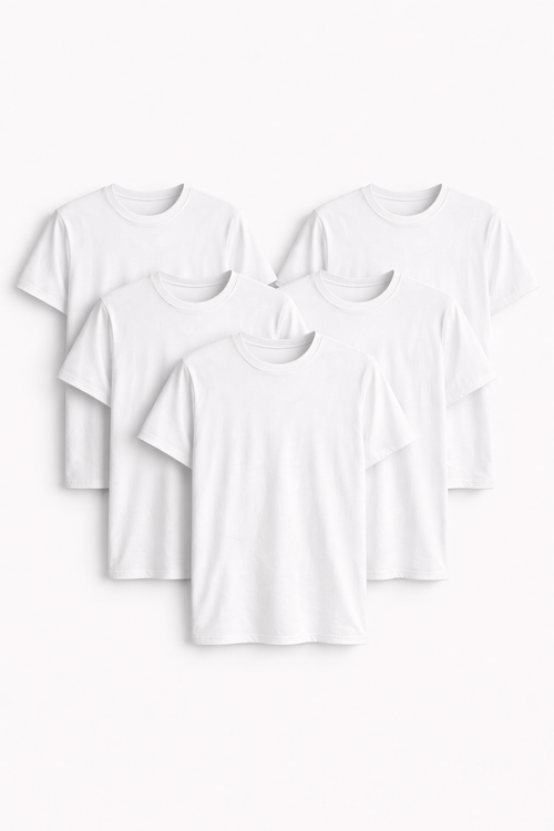 Pack 5 Polos Básicos Hombre Regular - Negro / Blanco