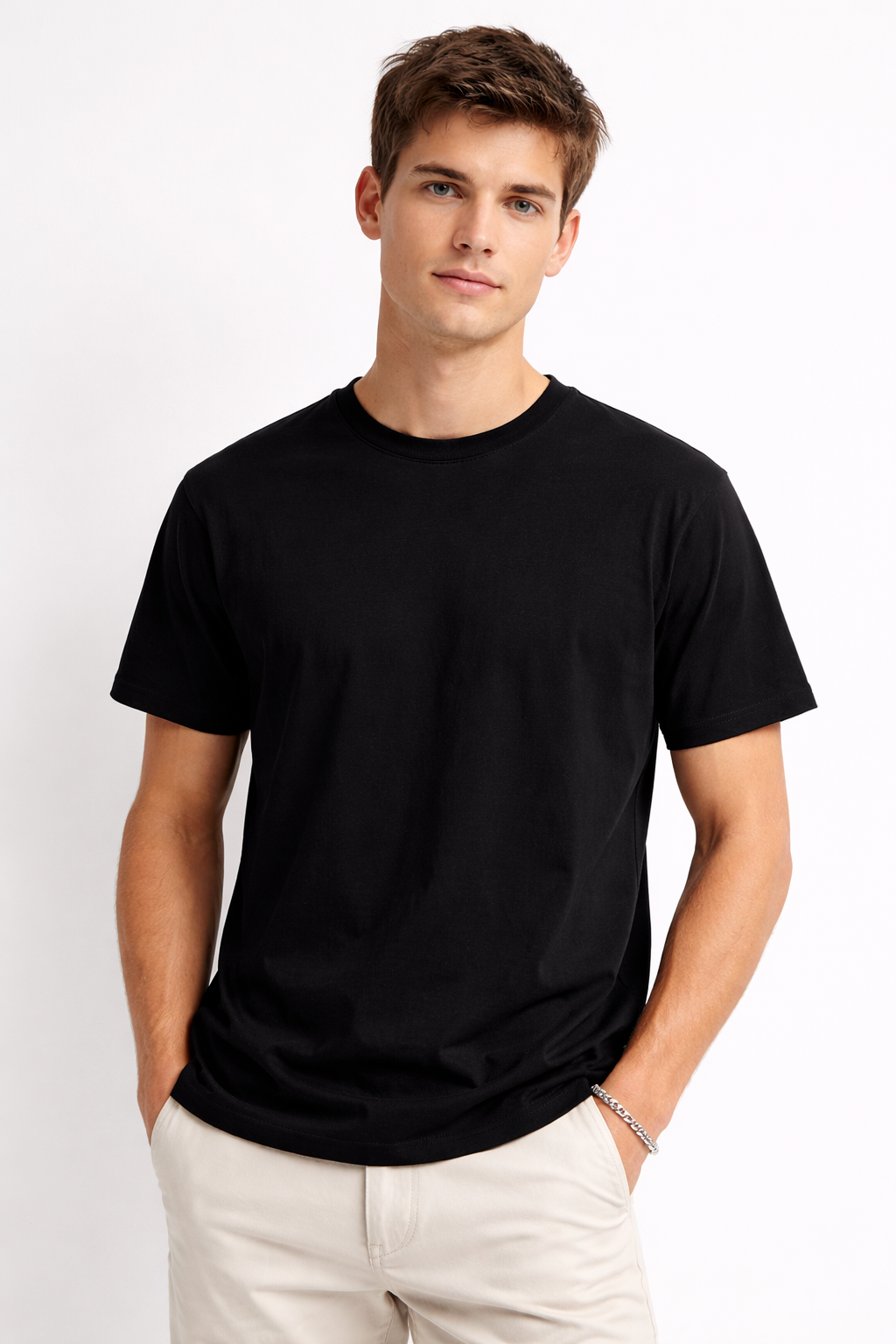 Polo Básico Hombre Regular - Negro / Blanco